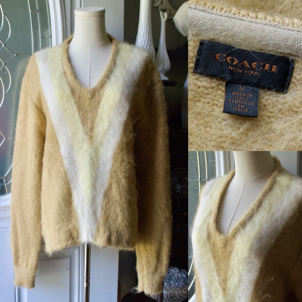 Medium Coach Mohair Wool V-Neck Sweater